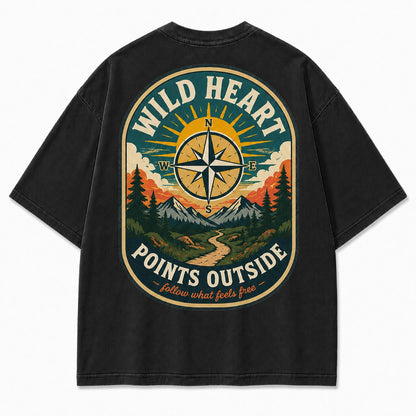 Wild Heart Points Outside Washed T-Shirt