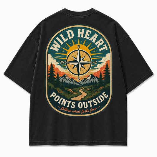 Wild Heart Points Outside Washed T-Shirt