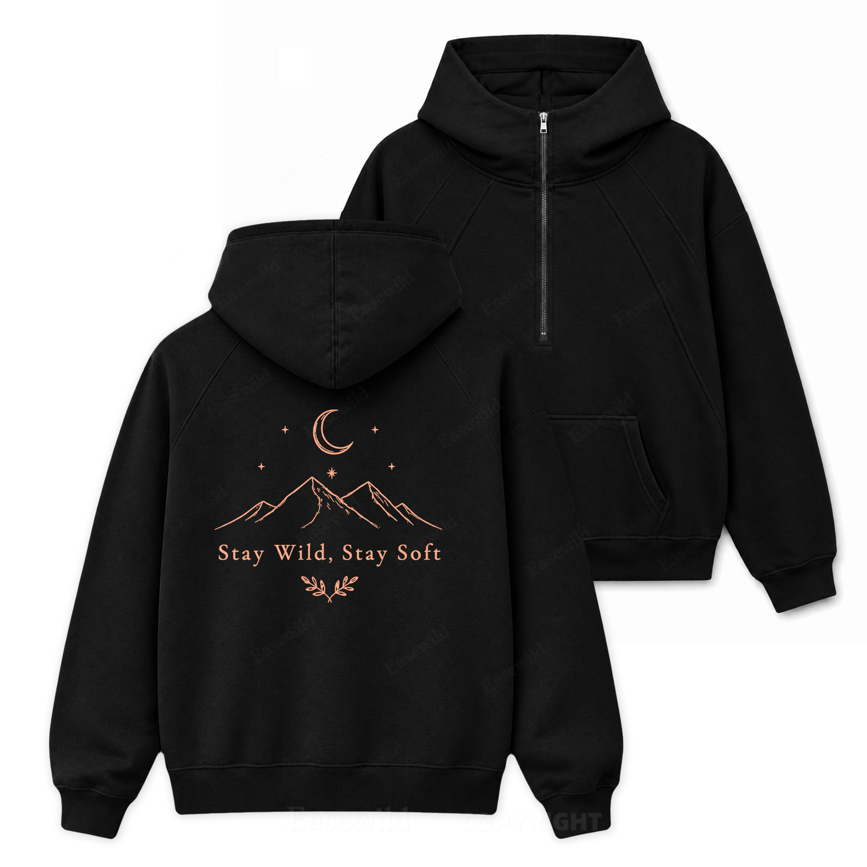 Stay Wild Stay Soft Graphic Zip Hoodie