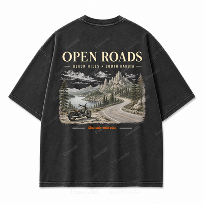Open Roads Black Hills Washed Back Print Tee
