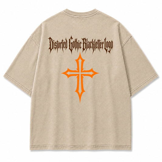 Gothic Cross Blackletter Graphic T-Shirt