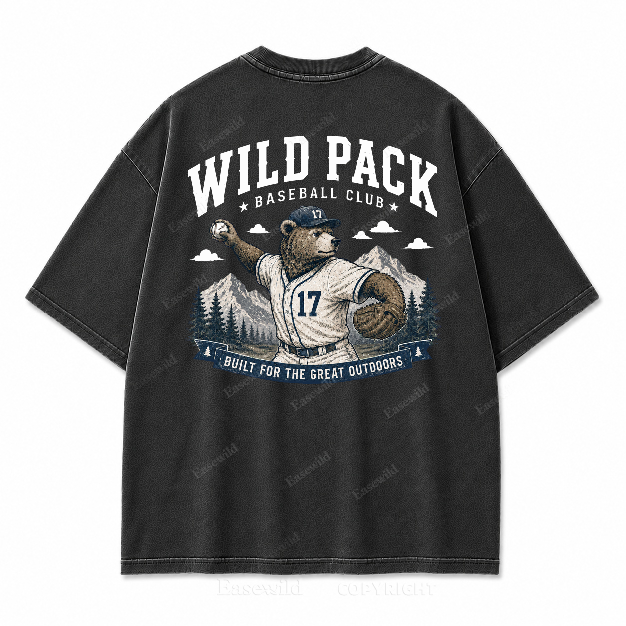 Wild Pack Baseball Club Washed Back Print Tee