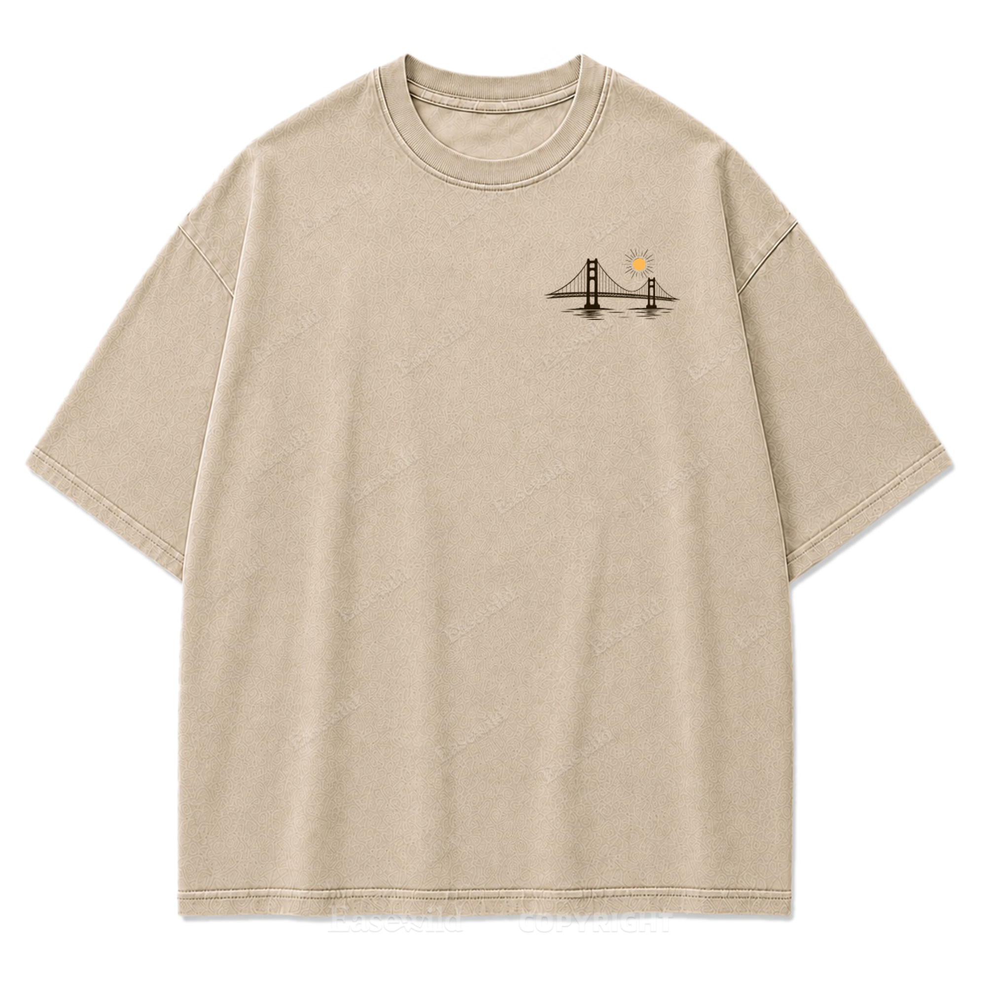 T-Shirt mit Kalifornien-Umriss in verwaschenem Druck