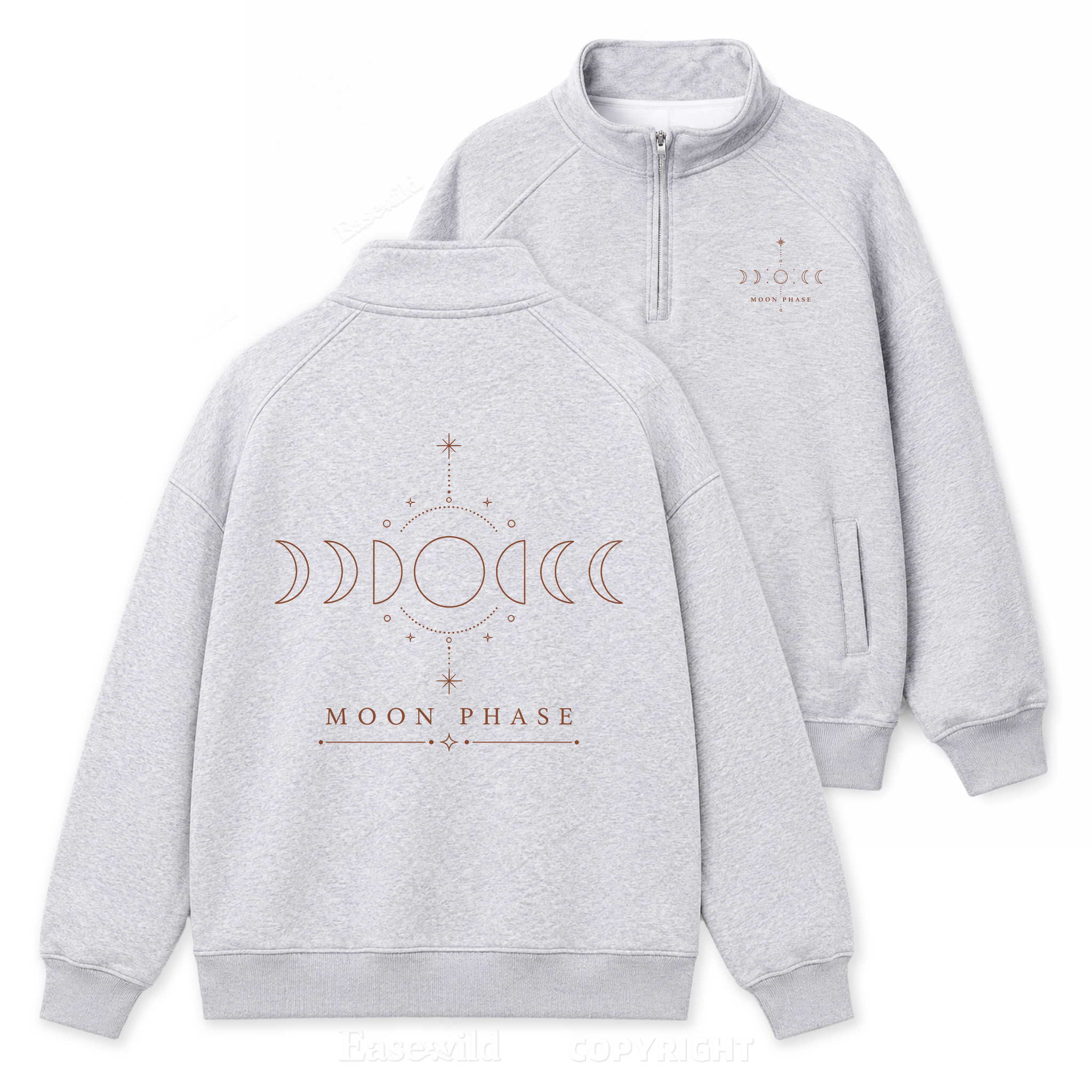 Moon Phase Harmony Zip Pullover Sweatshirt