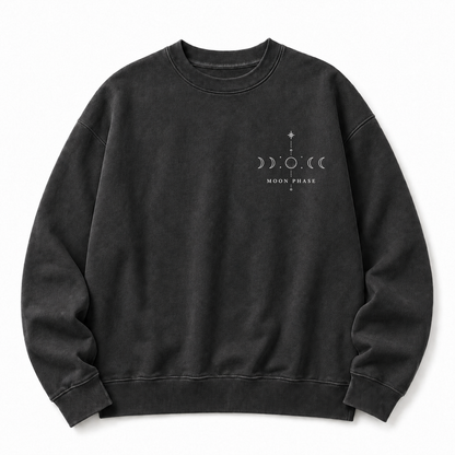 Moon Phase Celestial Washed Graphic Sweatshirt