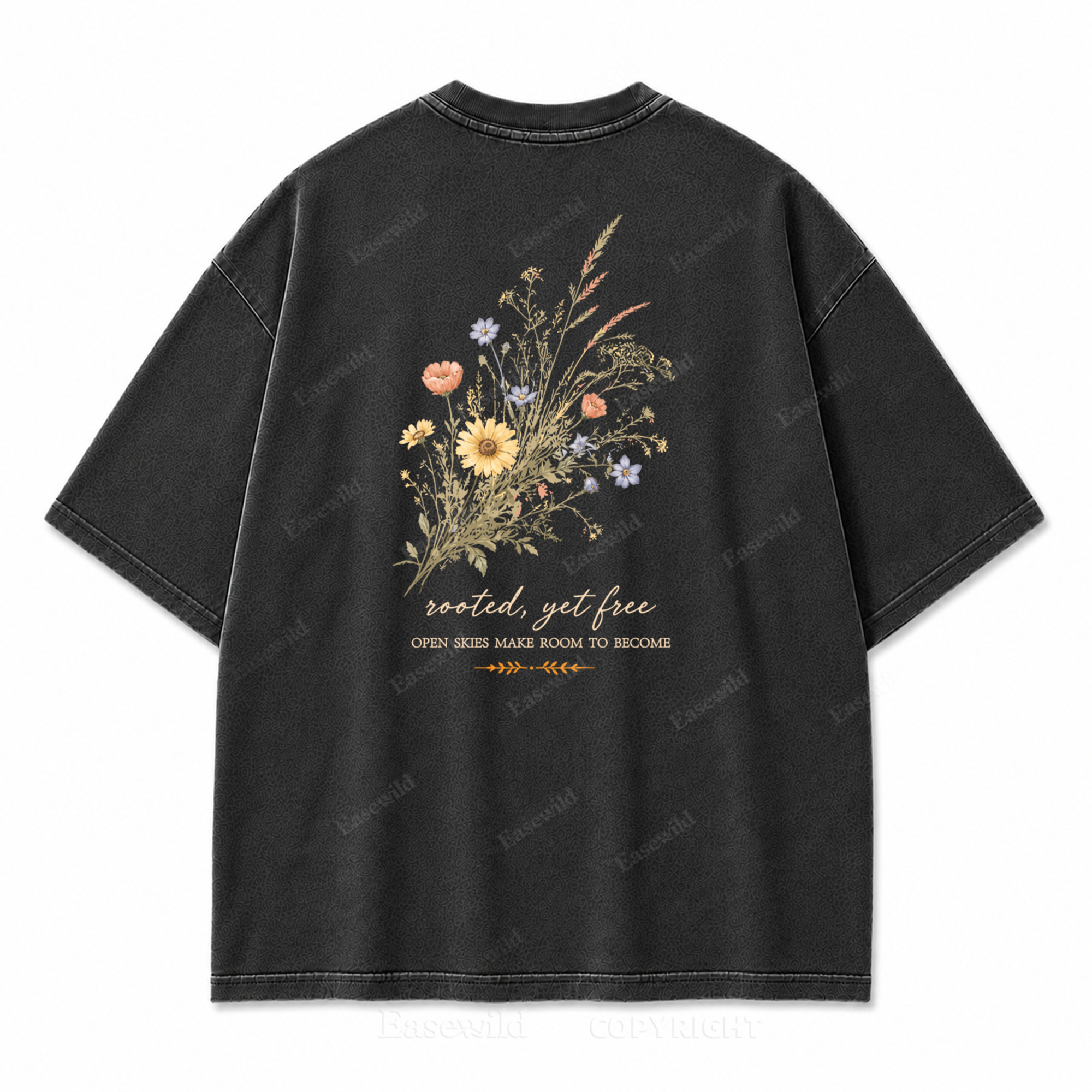Rooted Yet Free Washed Back Print Tee