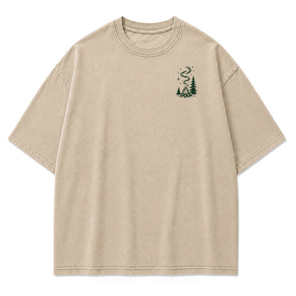 T-Shirt mit gewaschenem Aufdruck „Slow Day Open Skies“