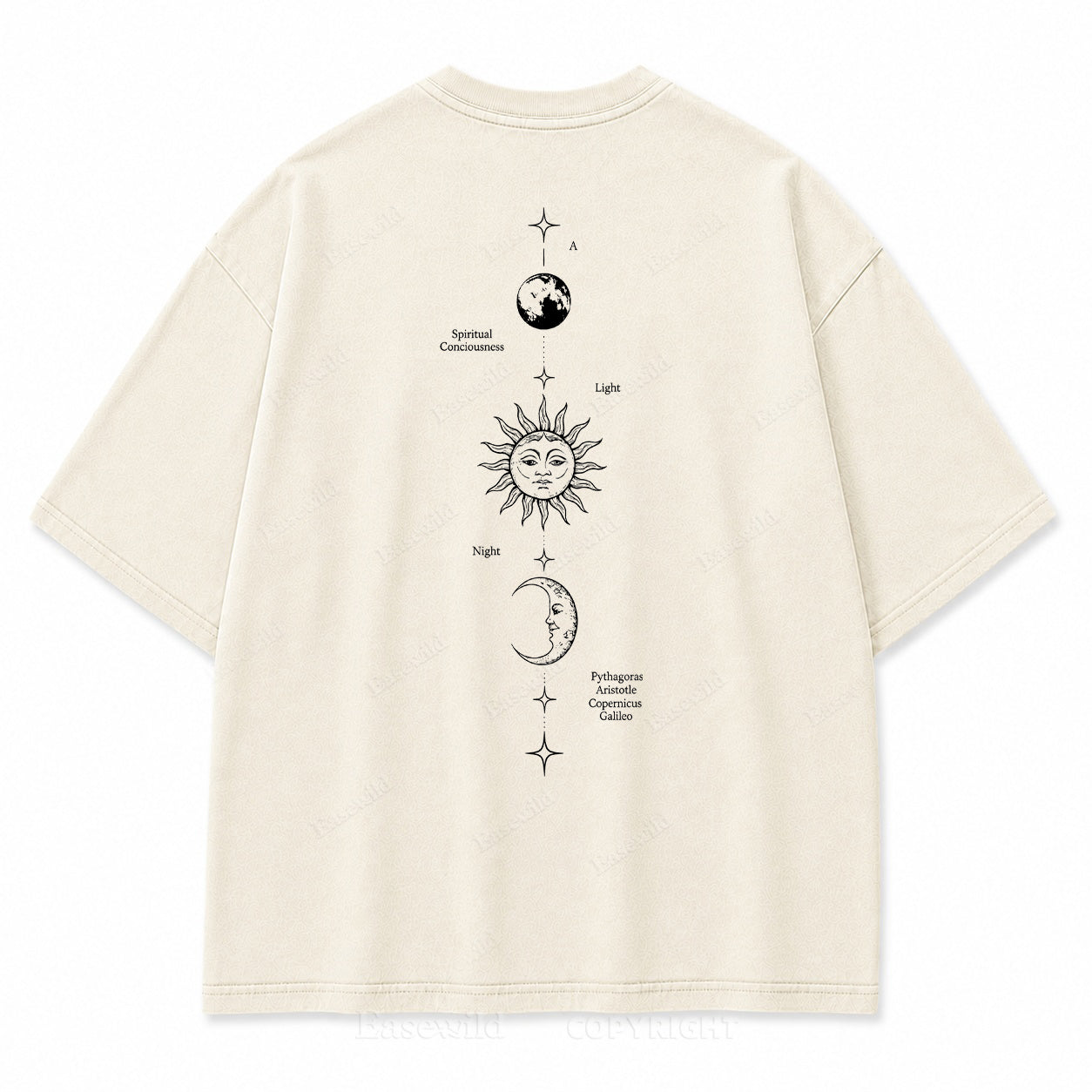Spiritual Consciousness Sun & Moon Washed Back Print Tee