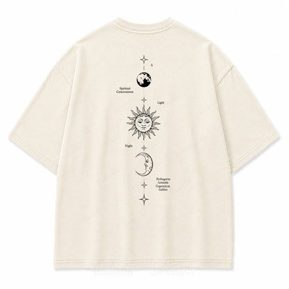 Spiritual Consciousness Sun & Moon Washed Back Print Tee