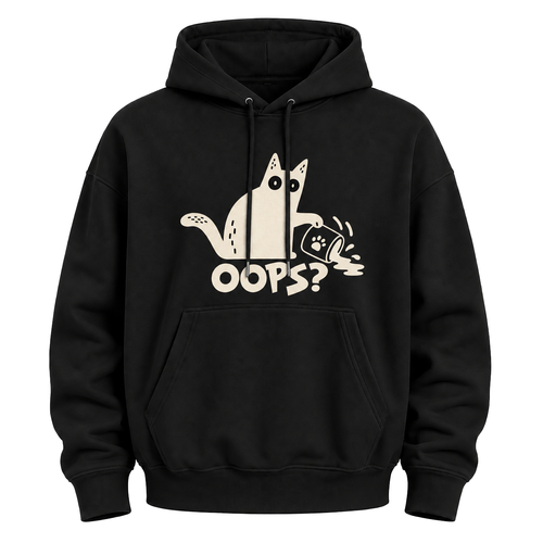Oops! Clumsy Cat Hoodie – Cute Funny Graphic Sweatshirt