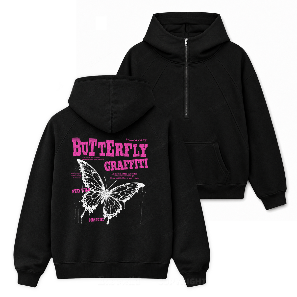 Butterfly Urban Art-Zip Hoodie