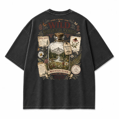 Mountain Elixir Botanical Bottle Graphic T-Shirt