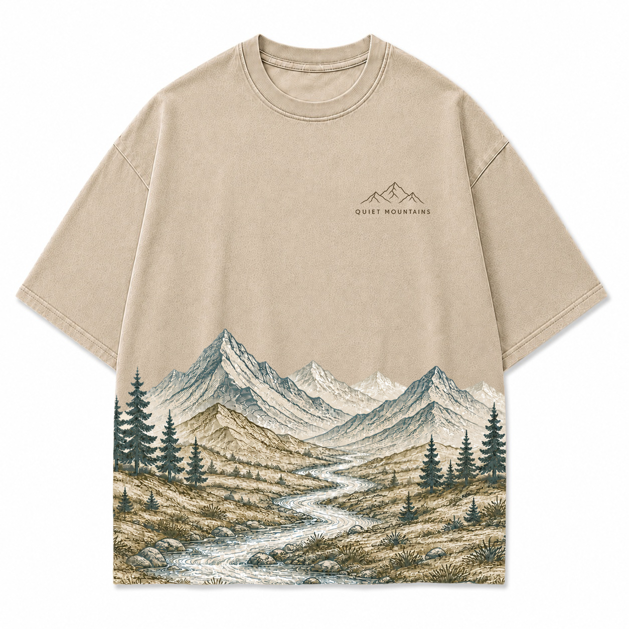 Quiet Mountains River Landscape Scenic Hem Tee