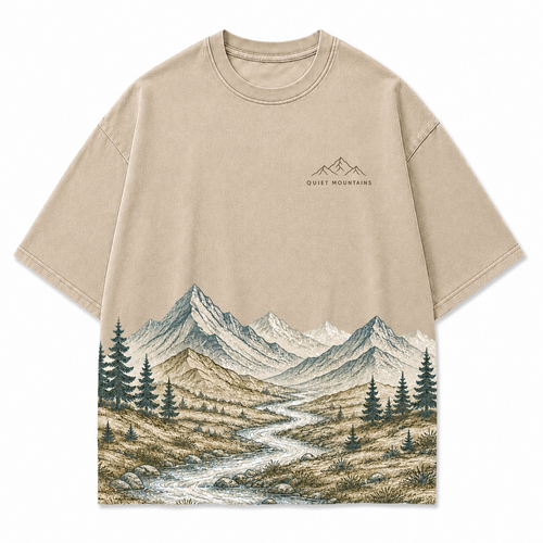 Quiet Mountains River Landscape Graphic T-Shirt