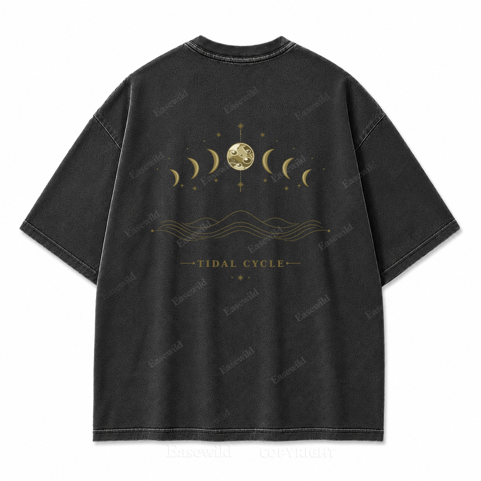 Tidal Cycle Moon Phase Washed Back Print Tee