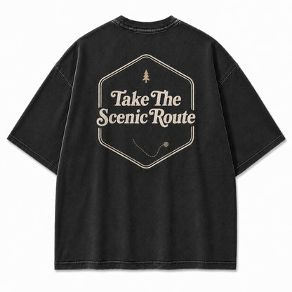 Take The Scenic Route Tee – Minimalist Adventure Graphic