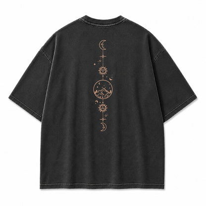 Celestial Balance Mountain Moon Graphic T-Shirt