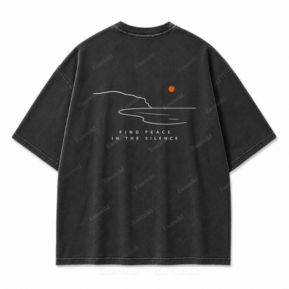 Find Peace in the Silence Washed Back Print Tee