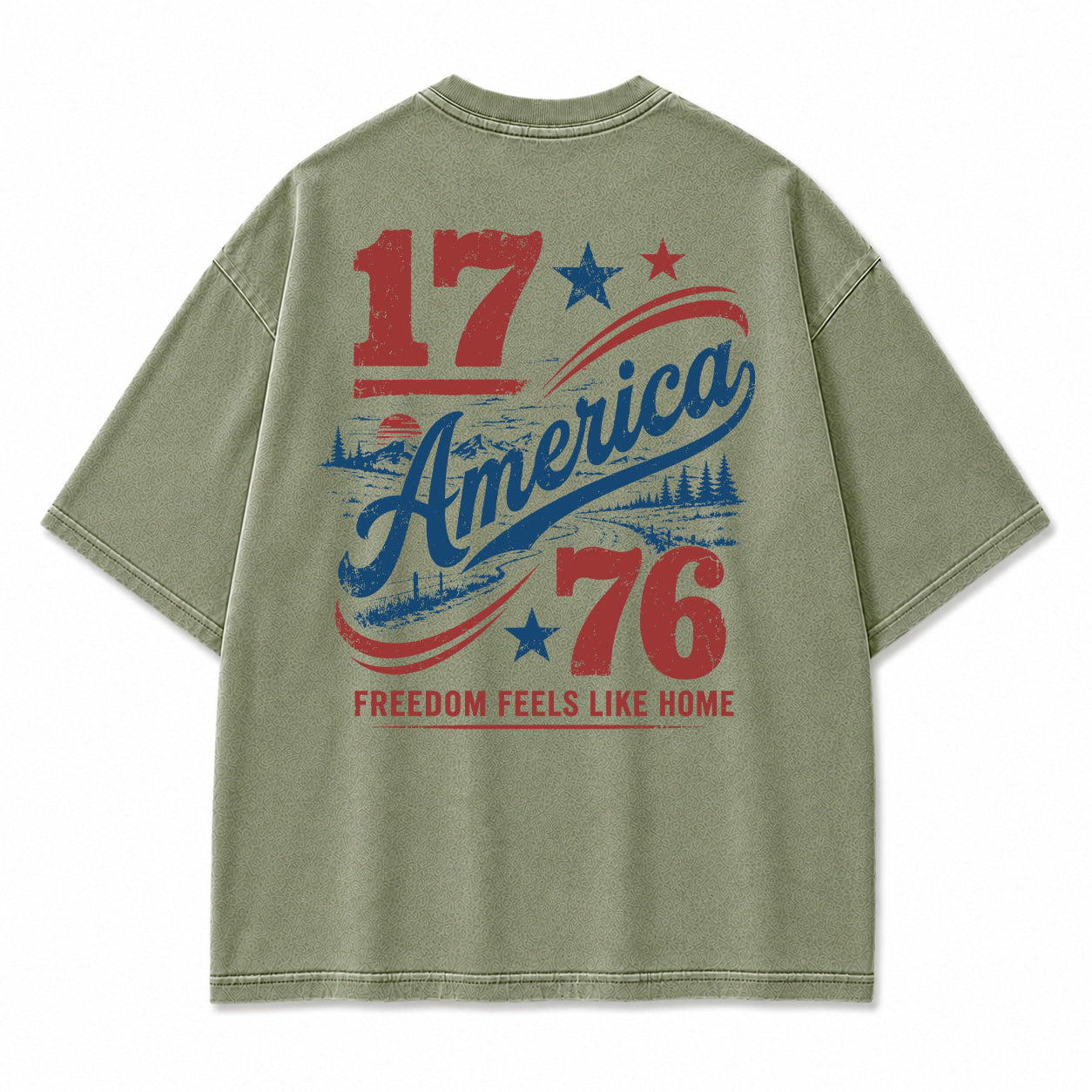 1776 Americana Mountain Landscape Graphic T-Shirt