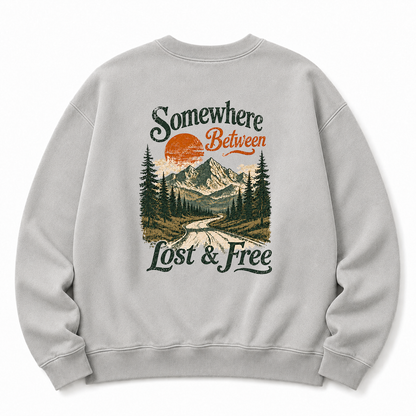 Somewhere Between Lost & Free Washed Back Graphic Sweatshirt
