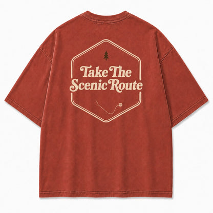 Take The Scenic Route Tee – Minimalist Adventure Graphic