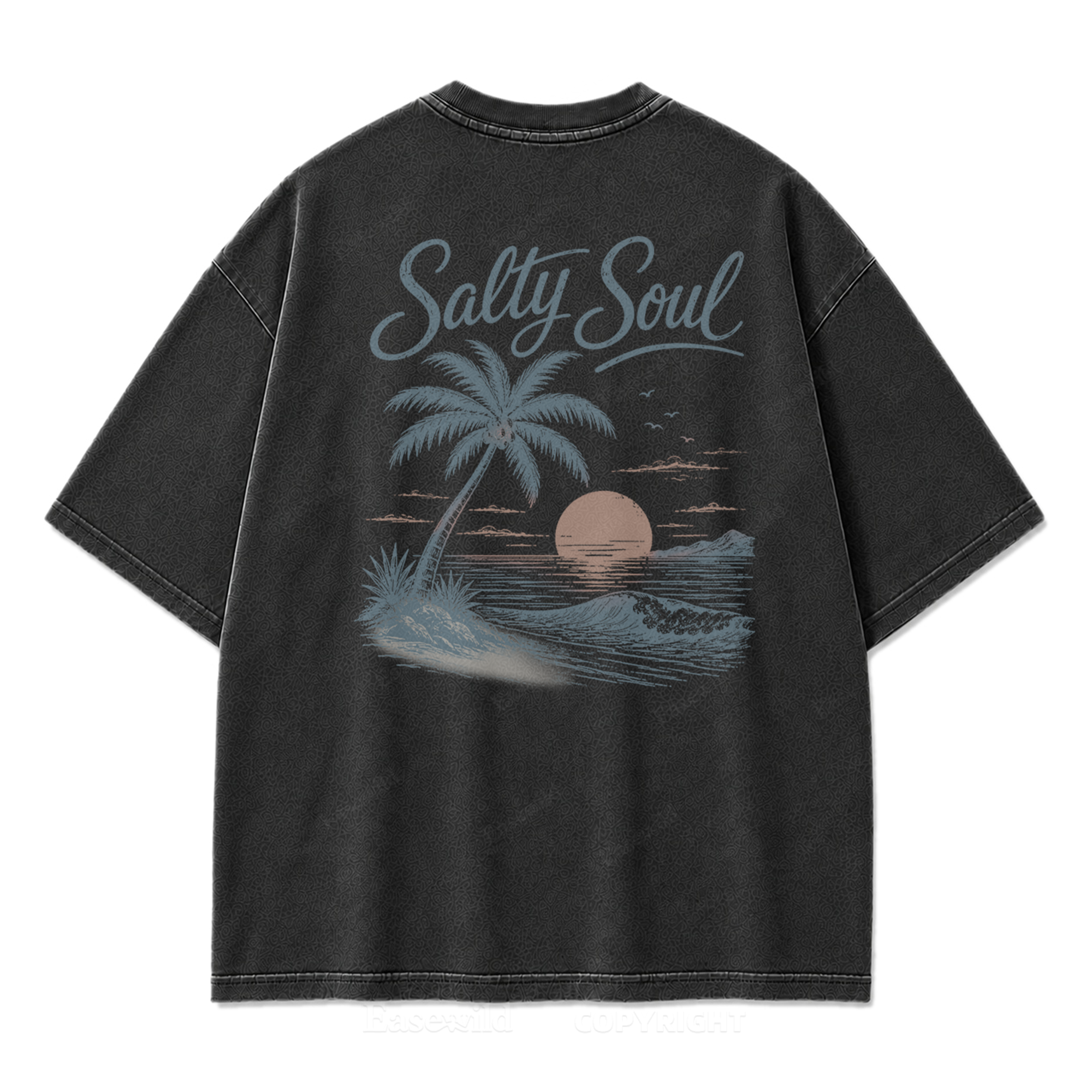 Salty Soul T-Shirt mit Küsten-Print im Used-Look