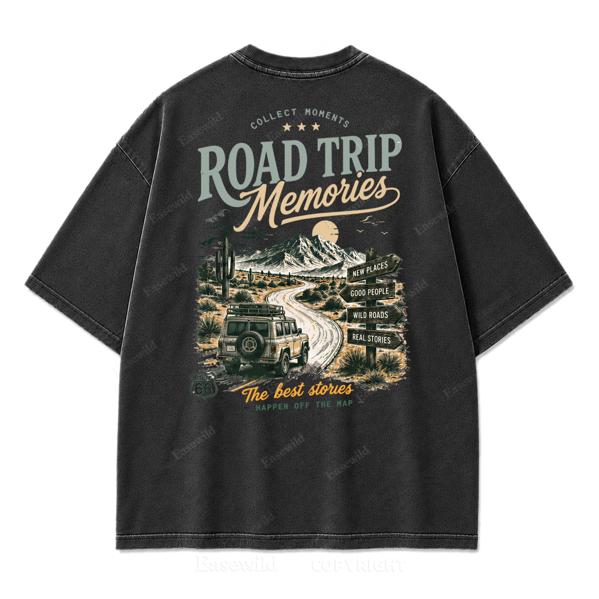 Desert Route Road Trip Washed Print Tee