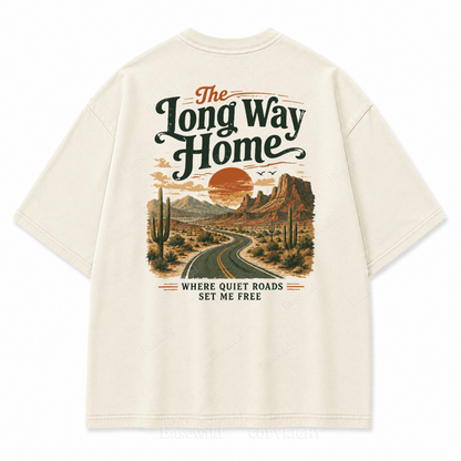 The Long Way Home Washed Back Print Tee