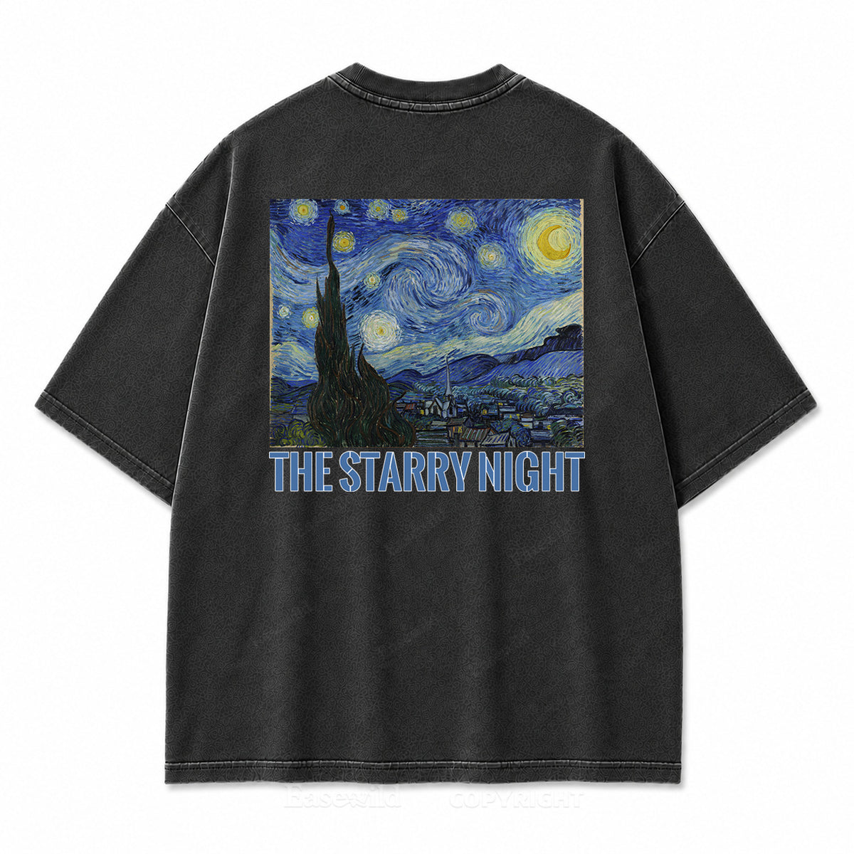 The Starry Night Van Gogh Art Washed Graphic T-Shirt