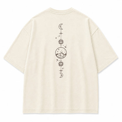 Celestial Balance Mountain Moon Graphic T-Shirt