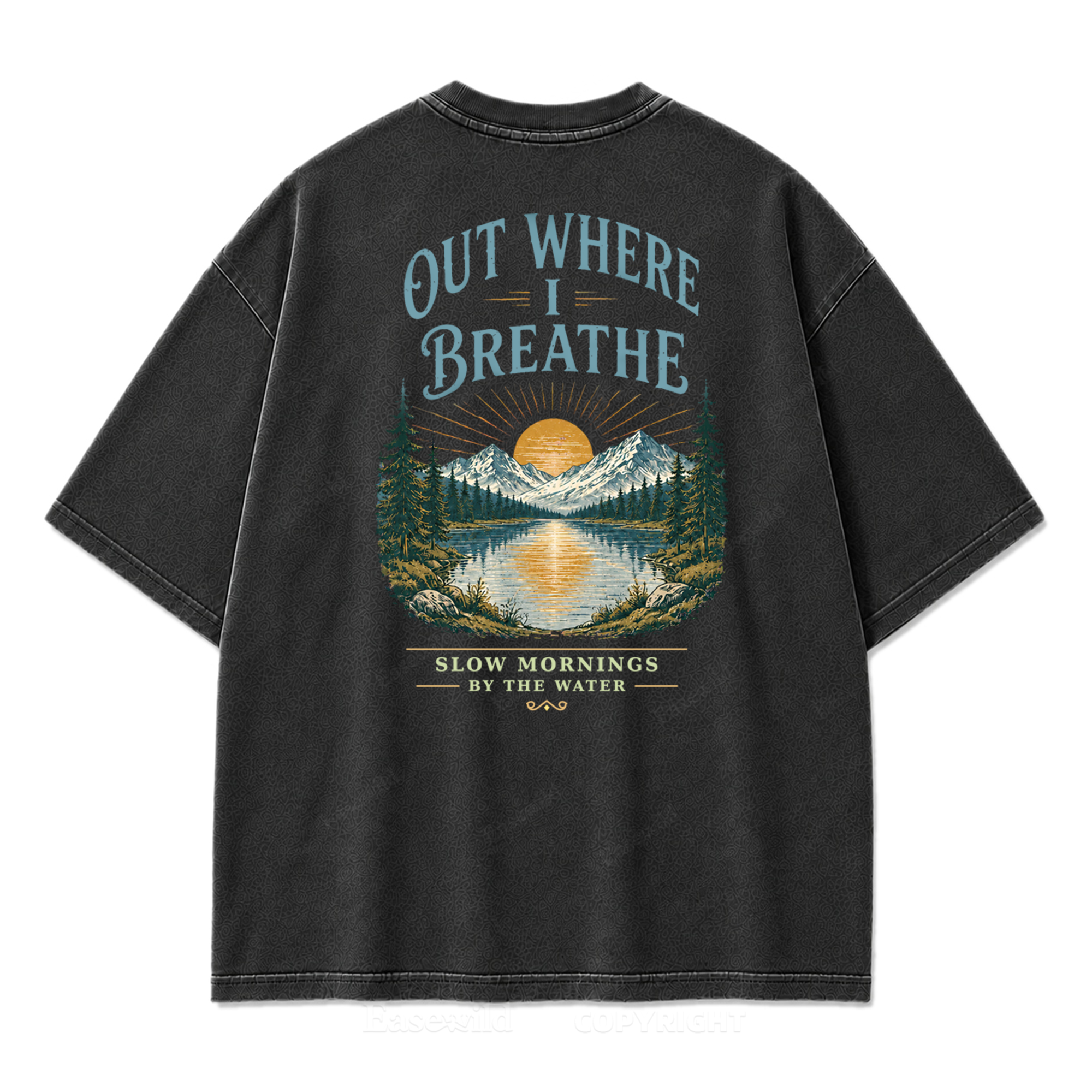 T-Shirt „Out Where I Breathe“ mit gewaschenem Print