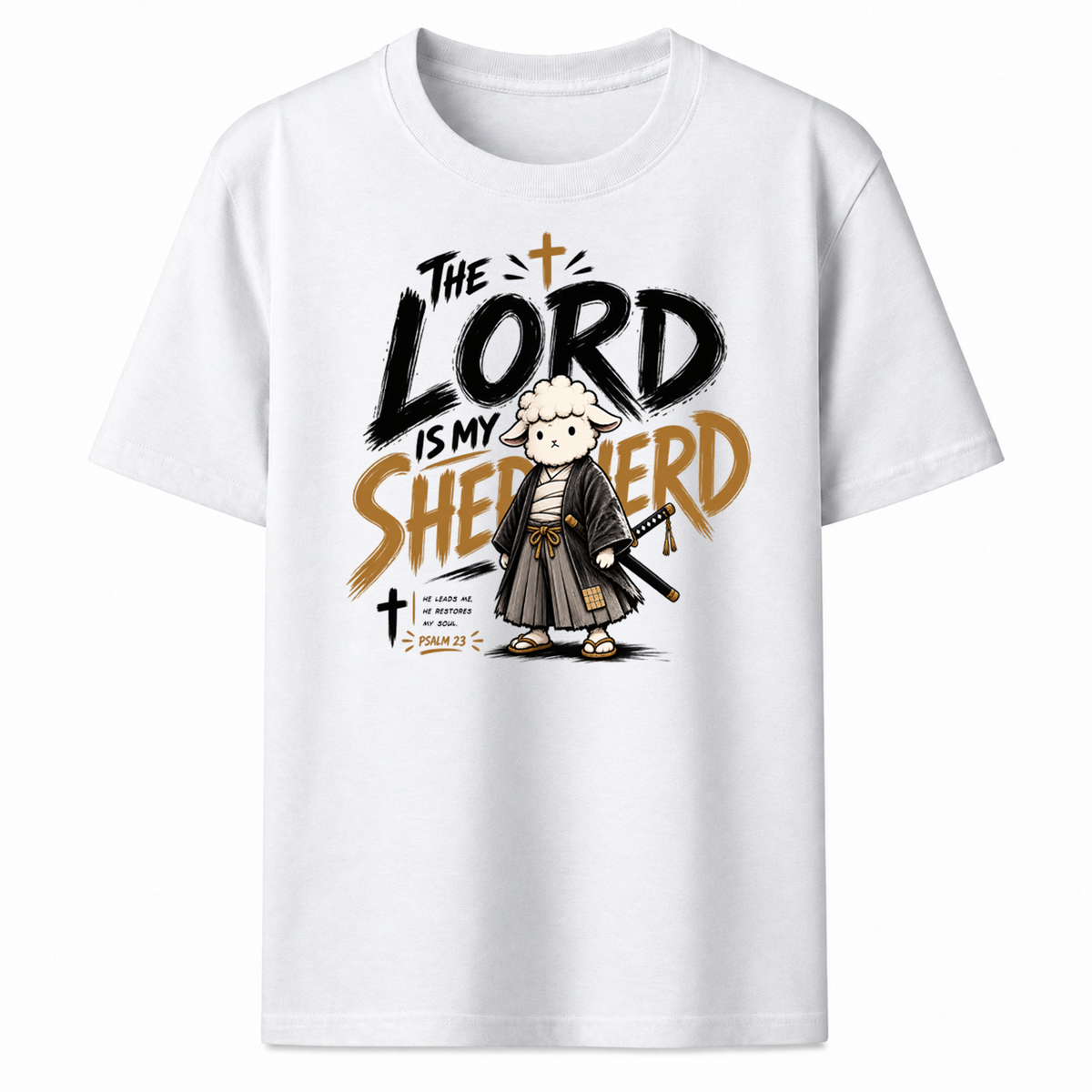 The Lord Is My Shepherd Samurai Lamb Graphic T-Shirt