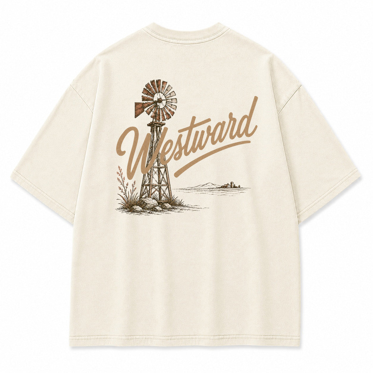 Westward Prairie Windmill Graphic T-Shirt