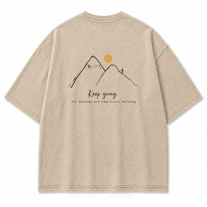 Keep Going Mountain Washed Back Print Tee