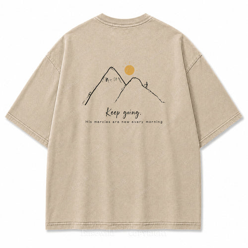 Keep Going Mountain Washed Back Print Tee