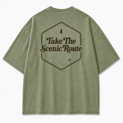 Take The Scenic Route Tee – Minimalist Adventure Graphic