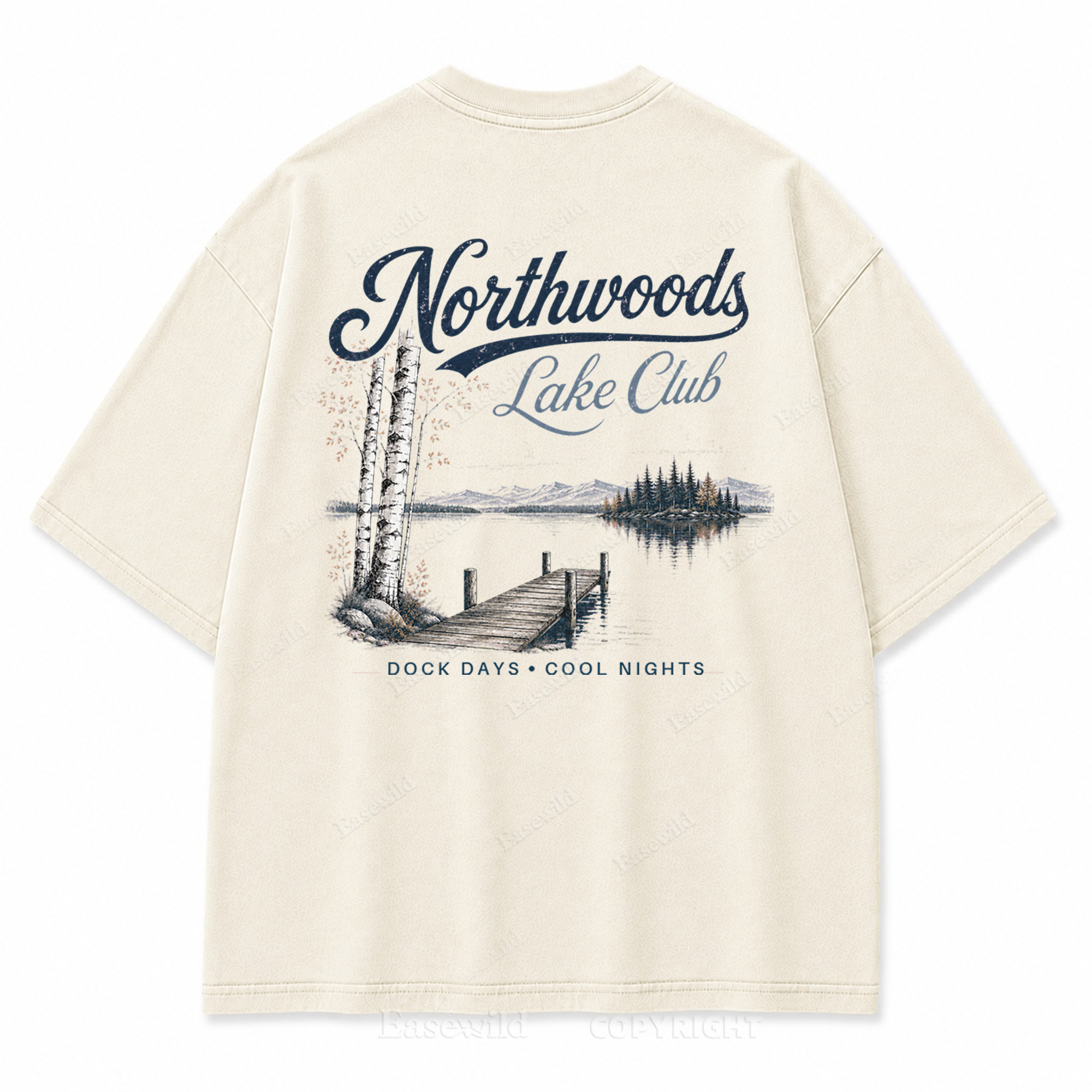 Northwoods Lake Club Vintage Washed Back Print Tee