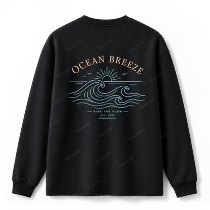 Ocean Breeze Wave Washed Graphic Long Sleeve Tee