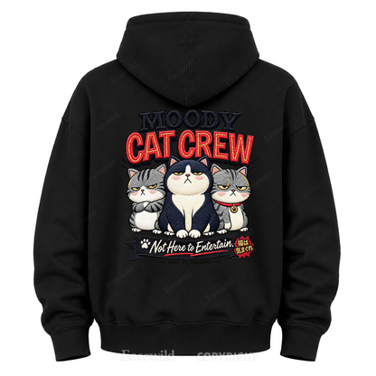 Moody Cat Crew Graphic Hoodie