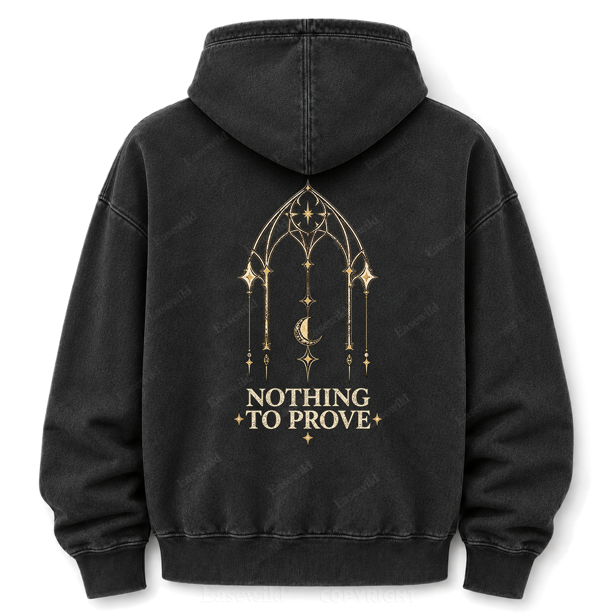 Nothing to Prove Gothic Washed Graphic Hoodie