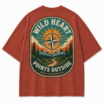 Wild Heart Points Outside Washed T-Shirt