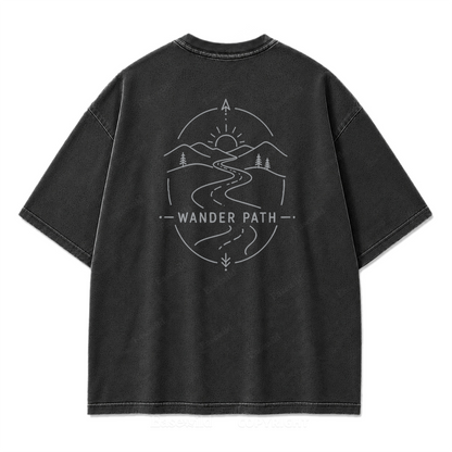 Wander Path Minimal Washed Print Tee