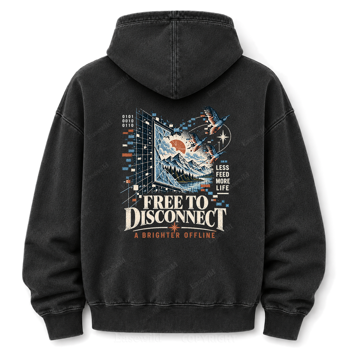 Pixel to Peaks Washed Graphic Hoodie