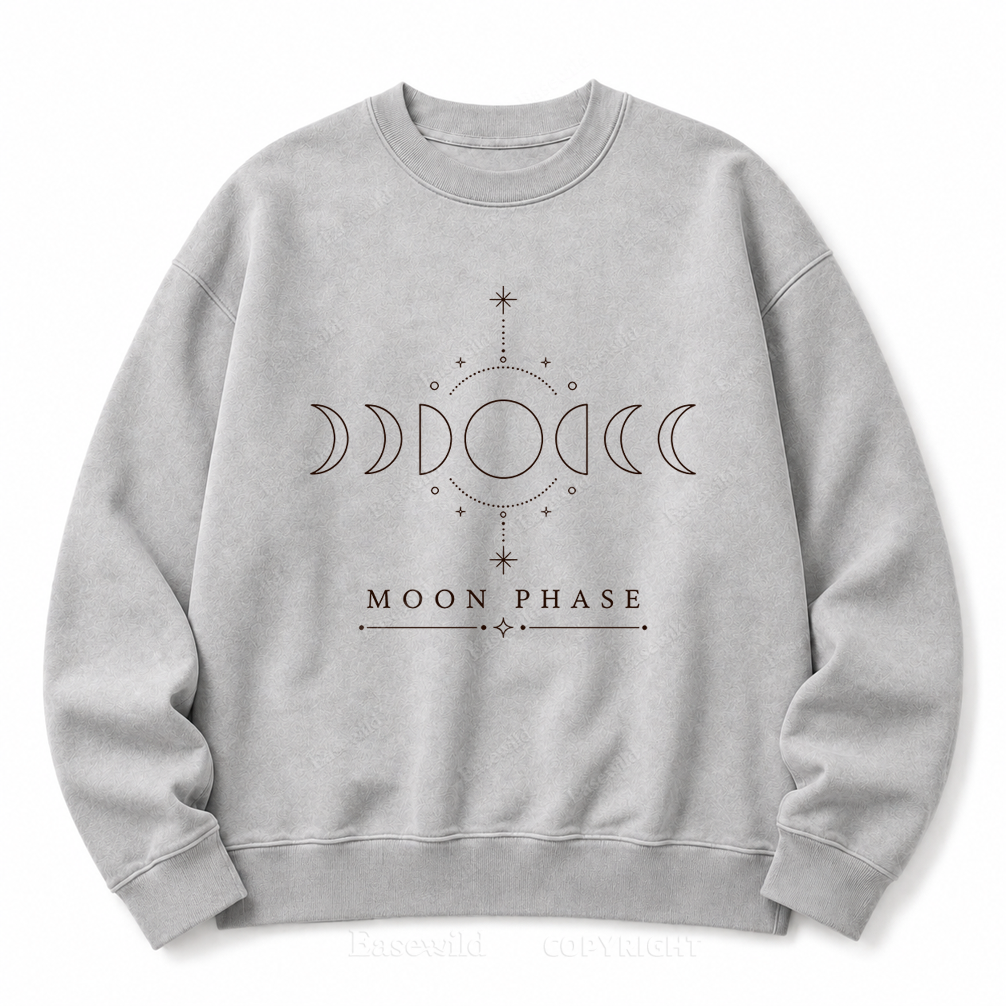 Moon Phase Celestial Front Graphic Washed Crewneck