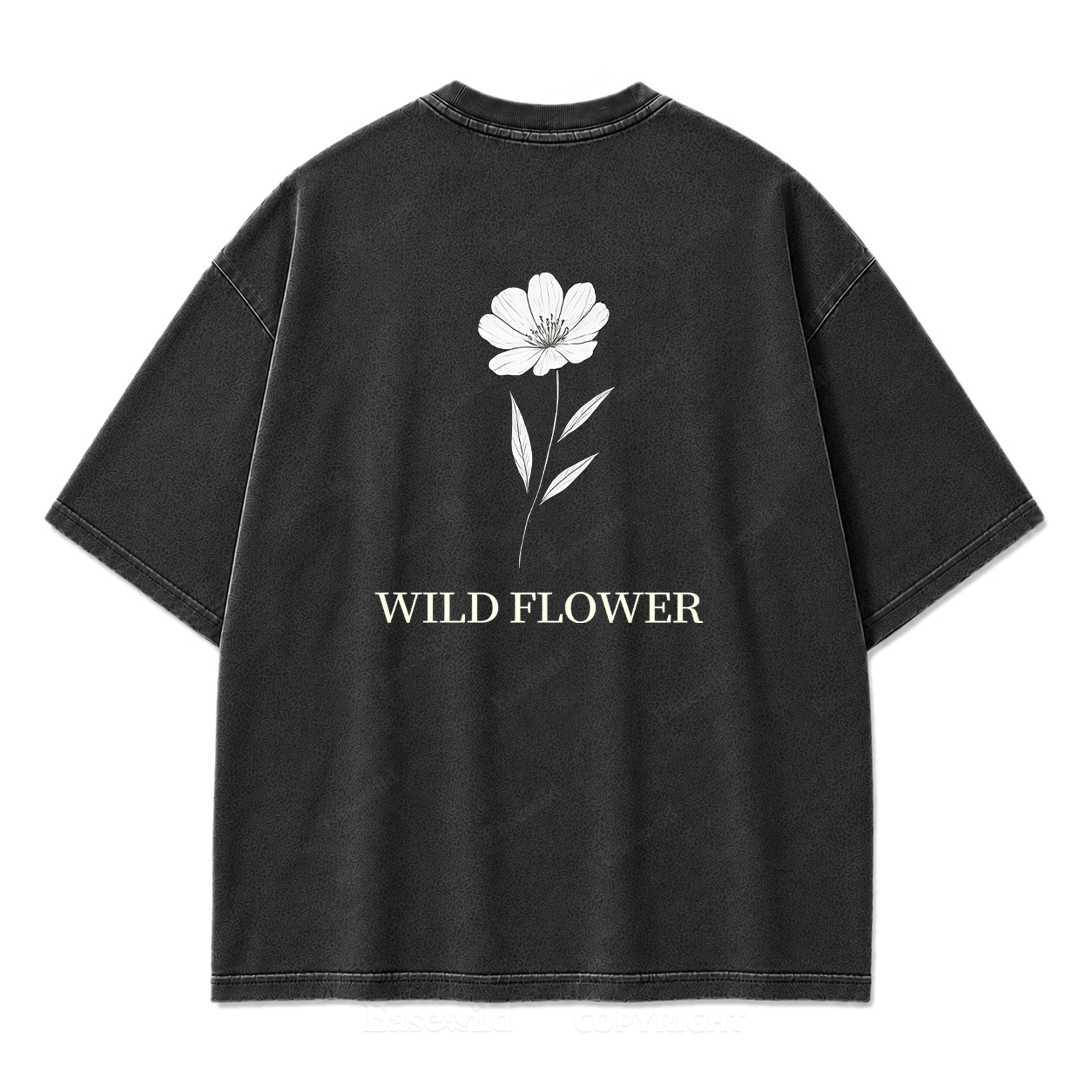 Wild Flower Line Art Washed Print Tee
