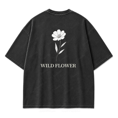 Wild Flower Line Art Washed Print Tee