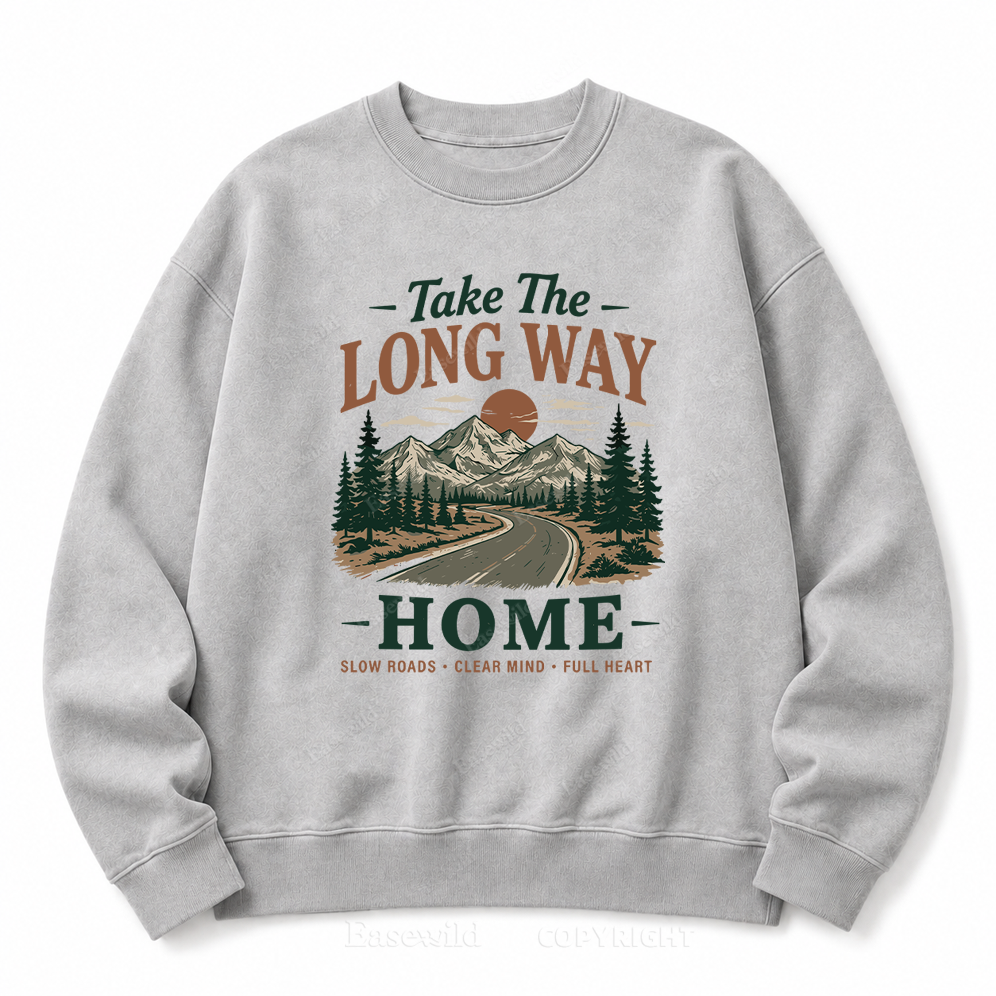 Take the Long Way Home Front Graphic Washed Crewneck