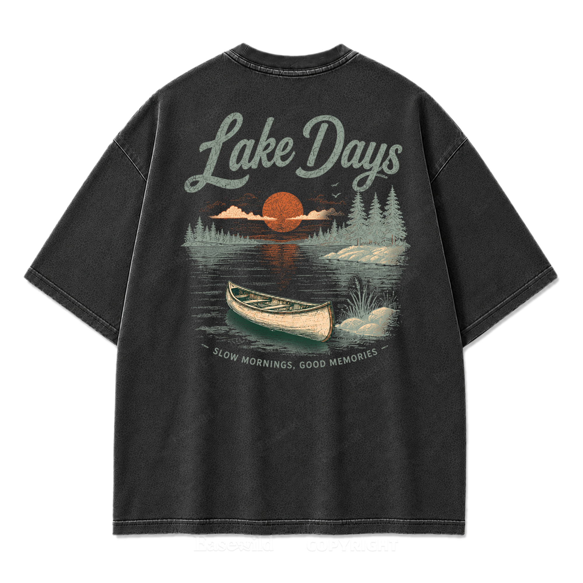 Lake Days Slow Mornings Graphic Washed T-Shirt