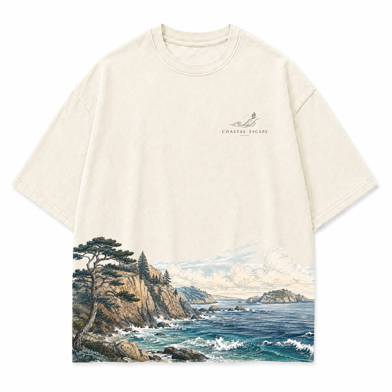Pacific Bluff Coastal Landscape Graphic T-Shirt