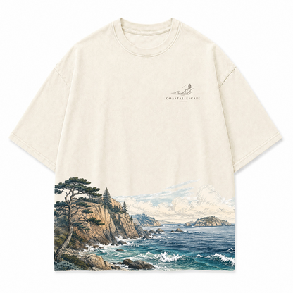 Pacific Bluff Coastal Landscape Graphic T-Shirt